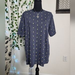 Denim & Flower by Ricky Singh Pineapple Print Grey Slim Fit Cotton Blend Tee